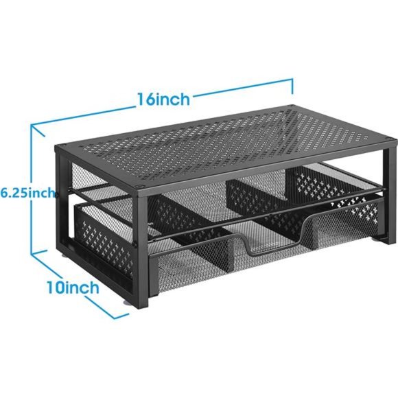 Simple Trending-Metal Monitor Stand Riser andComputer Desk Organizer with Drawer - Picture 3 of 5